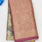 Elegant Peach Colored Floral Designed Saree For Women