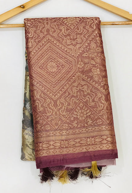 Peach Colored Floral Designed Saree In Tempe