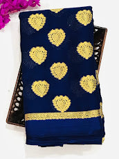 Dark Blue Color Designer Georgette Saree Near Me