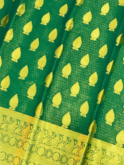 Gorgeous Green Color Georgette Designer Saree With Butta Motifs Near Me