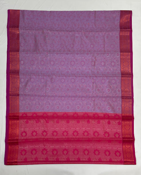 Attractive Lavender Color Saree With Zari Work In Mesa