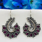 Stunning Purple Color Peacock Design Oxidized Hook Earrings For Women