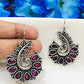 Stunning Purple Color Peacock Design Oxidized Hook Earrings For Women Near Me