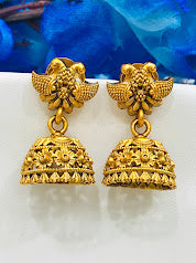 Beautiful Antique Gold Peacock Designed Jhumka Earrings For Women