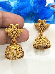Beautiful Antique Gold Peacock Designed Jhumka Earrings For Women