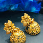 Beautiful Antique Gold Peacock Designed Jhumka Earrings For Women