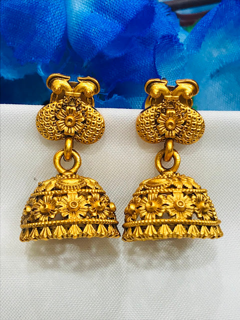 Alluring Antique Gold Designer Jhumka Earrings For Women