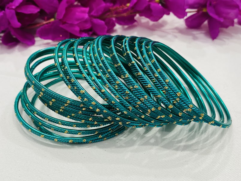 Traditional Rama Green Color Metal Bangle Set For Women Near Me