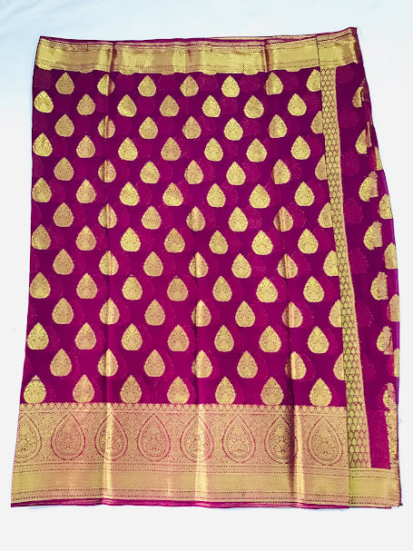 Purple Colored Butta Motifs And Contrast Pallu In Usa