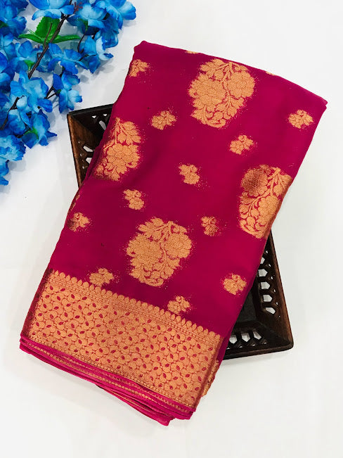 Pleasing Purple Color Georgette Designer Saree With Flower Motifs Near Me