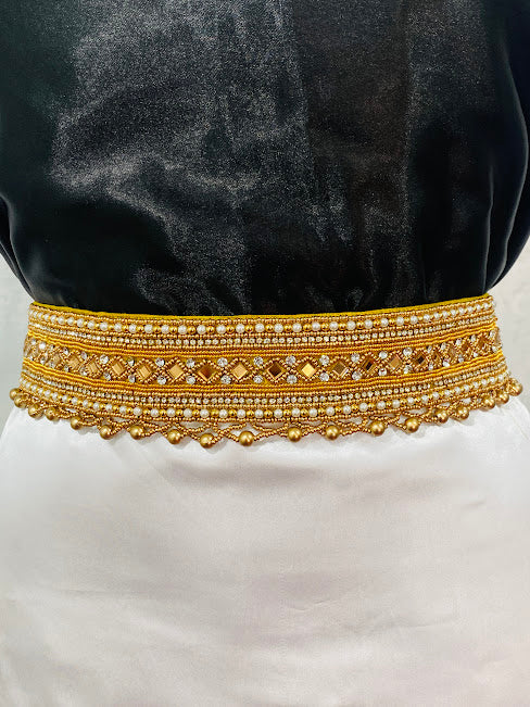 Golden Color Stone Work With Beads Hip Belt In Chandler