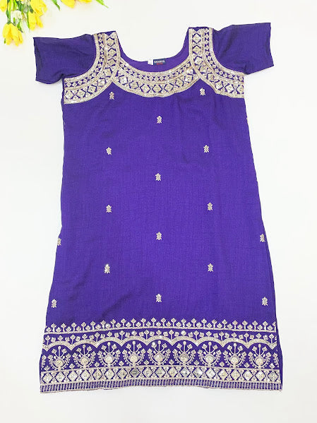 Violet Color With Embroidery And Sequins Work Langa Sets In Yuma