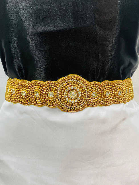 Golden Color Saree Hip Belt With Stone Work In USA