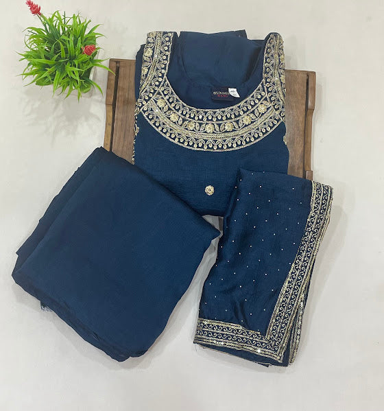 Teal Green Color Siffon Sharara Suits With Embroidery And Sequins Work In USA
