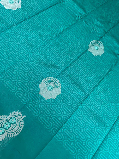 Rama Green Color Art Silk With Silver Zari Work Saree In Phoenix