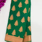 Beautiful Green Color Georgette Saree Flower Design With Rich Pallu