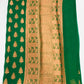 Beautiful Green Color Georgette Saree Flower Design With Rich Pallu