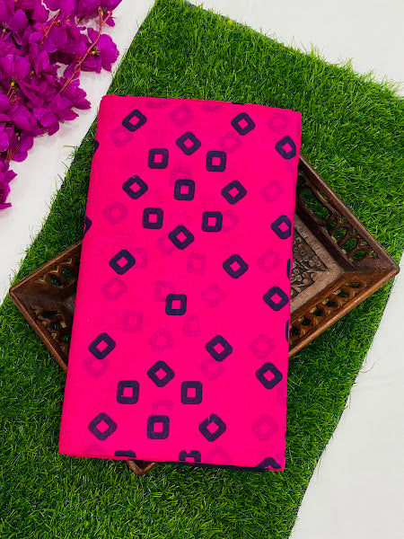 Pink Color Pure Cotton Saree With Contrast Blue Border Near Me