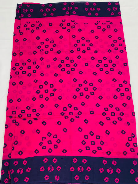 Pink Color Pure Cotton Saree With Contrast Blue Border In USA