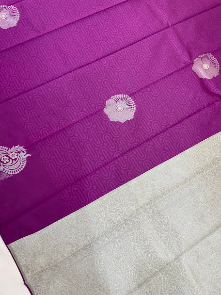 Art Silk Saree With Silver Zari Work For Women In Mesa