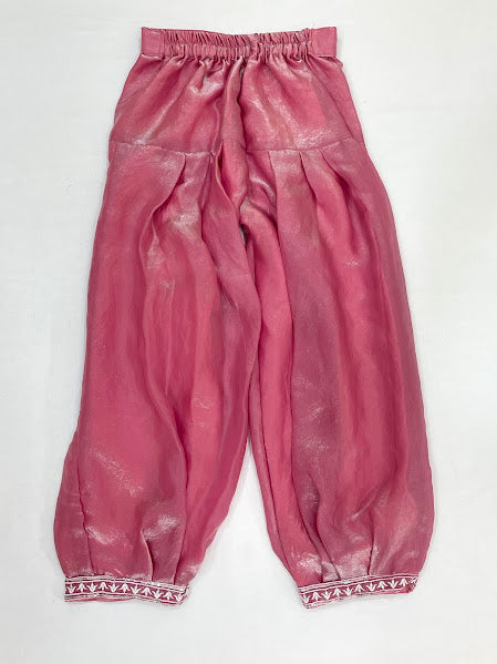 Onion Pink Color Silk Palazzo Suits With Embroidery Work In Yuma