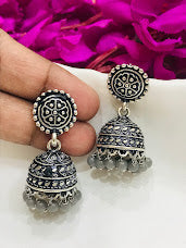 Lovely Oxidized Jhumka Earrings In Mesa