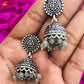 Lovely Oxidized Jhumka Earrings With Grey Color Beads Near Me