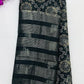 Attractive black Color Floral Designed Chiffon Saree For Women