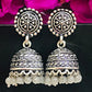 Jhumka Earrings With Grey Color Beads In Suncity