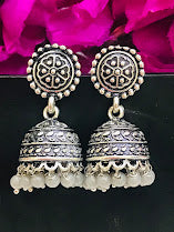 Jhumka Earrings With Grey Color Beads In Suncity