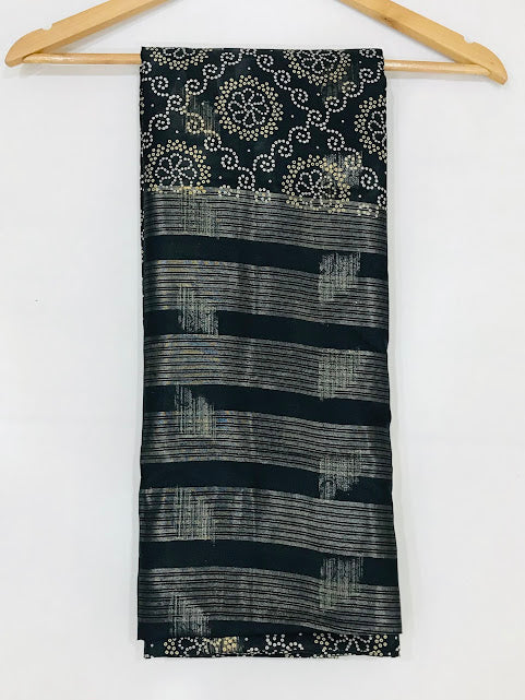 Attractive black Color Floral Designed Chiffon Saree For Women