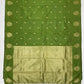 Green Color Soft Silk Saree With Golden Zari Work For Women In Chandler