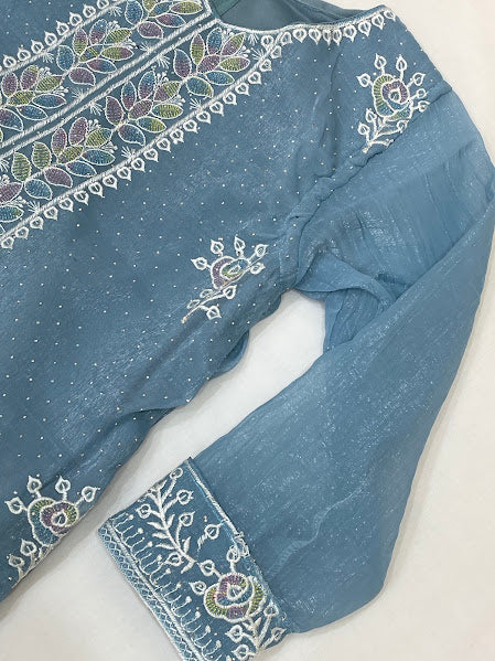 Sky Blue Color Sharara Suits In Mesa