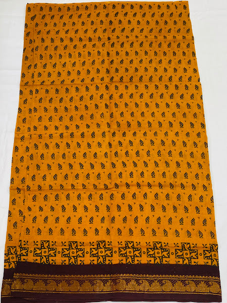  Yellow Color Pure Sungudi Cotton Saree With Zari Border In USA