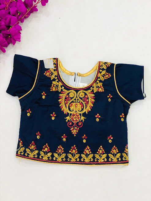Fabulous Designer Art Silk Embroidery Work Lehenga Set For Kids In USA
