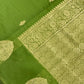 Green Color Soft Silk Saree With Golden Zari Work For Women In Mesa