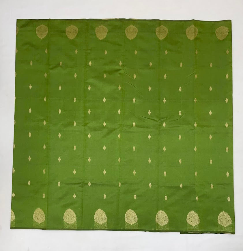 Green Color Soft Silk Saree With Golden Zari Work For Women In Yuma