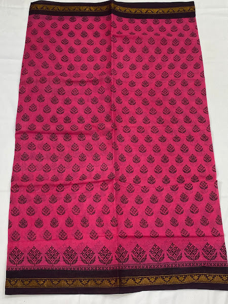 Pink Color Pure Sungudi Cotton Saree With Zari Border In Chandler
