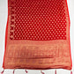 Lovely Red Saree With Flower Motifs And Rich Pallu Near Me