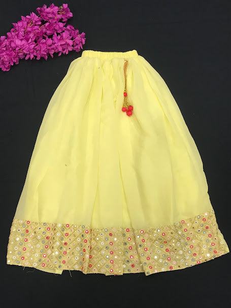 Dazzling Yellow Color Mirror Embroidery Sequins Work Choli Set For Girls In Tucson