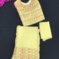 Dazzling Yellow Color Mirror Embroidery Sequins Work Choli Set For Girls