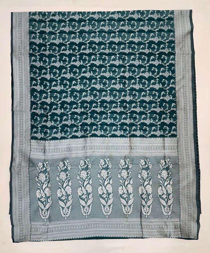 Green Color Silk Cotton With Self Design Saree In Chandler