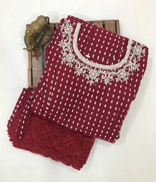 Alluring Maroon Colored Embroidery Work In USA