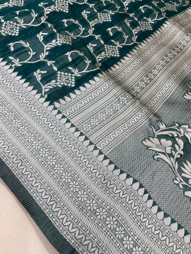 Green Color Silk Cotton With Self Design Saree In Phoenix