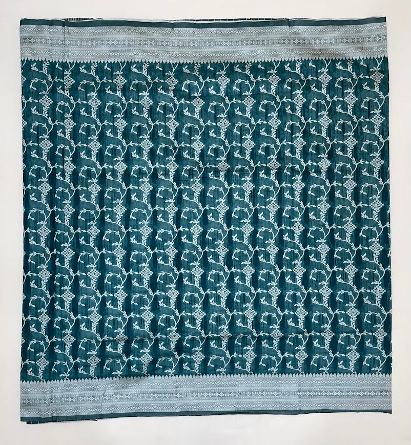 Green Color Silk Cotton With Self Design Saree For Women In Mesa