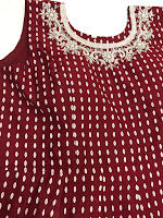 Maroon Colored Embroidery Work With Silk Cotton Kurti Suit In Tempe