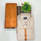Alluring Copper Color Couple Combo Saree With Cotton Dhoti Shirt