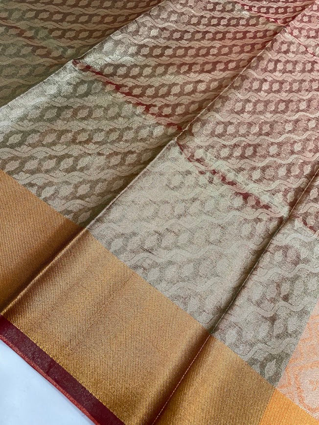 Mehendi Green Color Tissue Silk Saree For Women In Suncity