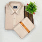 Alluring Copper Color Couple Combo Saree With Cotton Dhoti Shirt