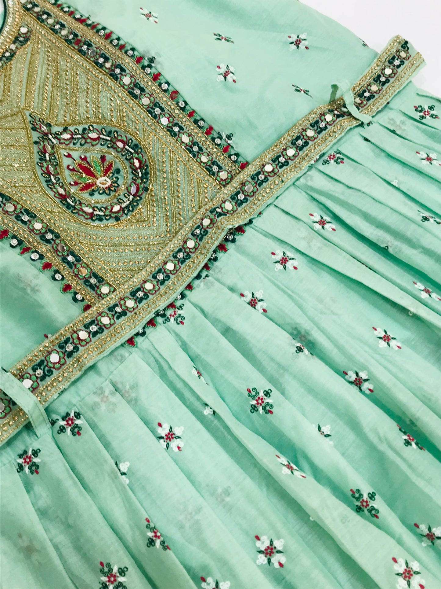 Alluring Light Green Colored Embroidery Work With Silk Cotton Kurti Suit In Tucson